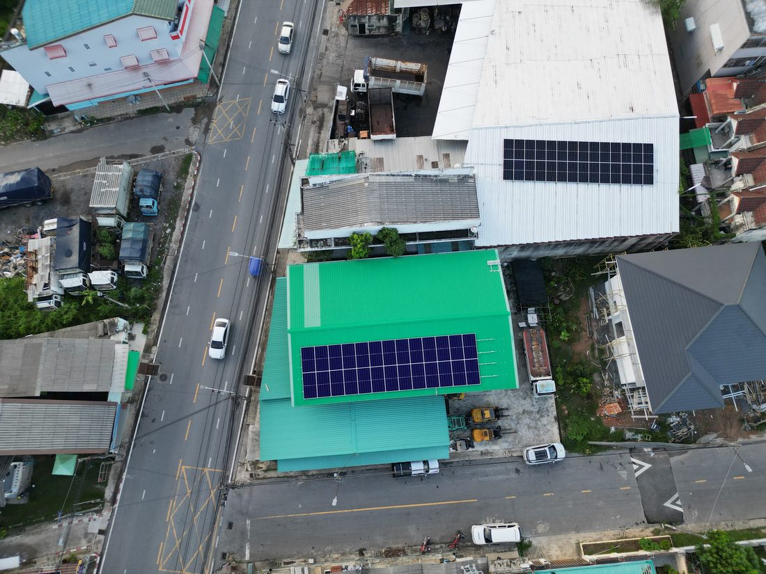 Drone view of the site and roof array
