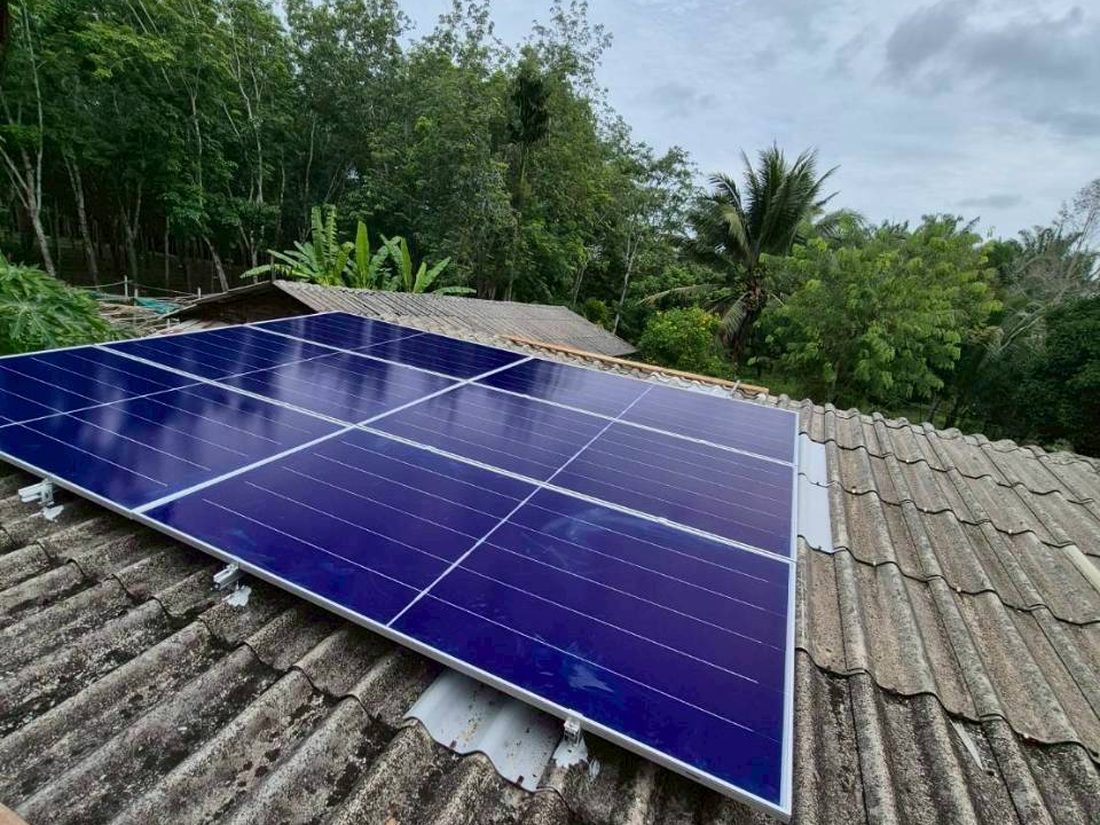 Panels on the corrugated roof, close up