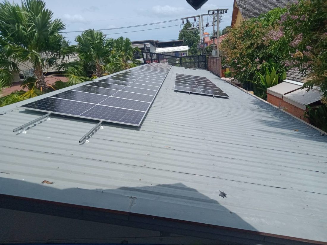 Panels on the metal roof