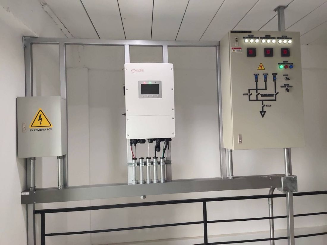 Inverter, PV combiner box and ATS panel on site