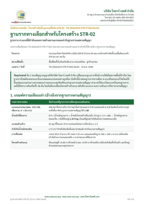 หน้าแรกของบันทึกฐานรากทางเลือกสำหรับโครงสร้างติดตั้งบนพื้น
