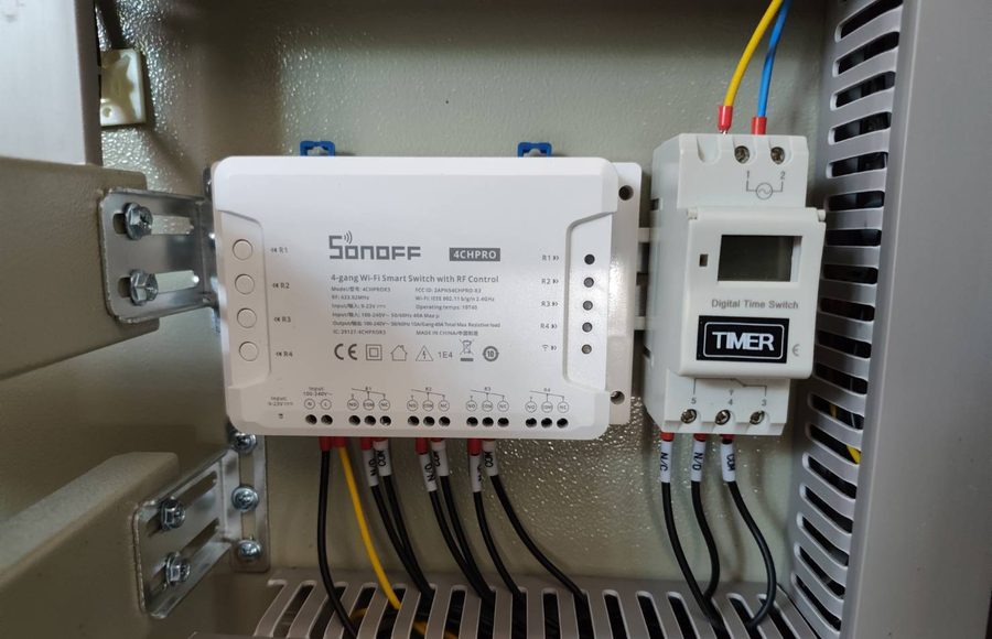Control box: every wire on a labelled terminal, run in wireway